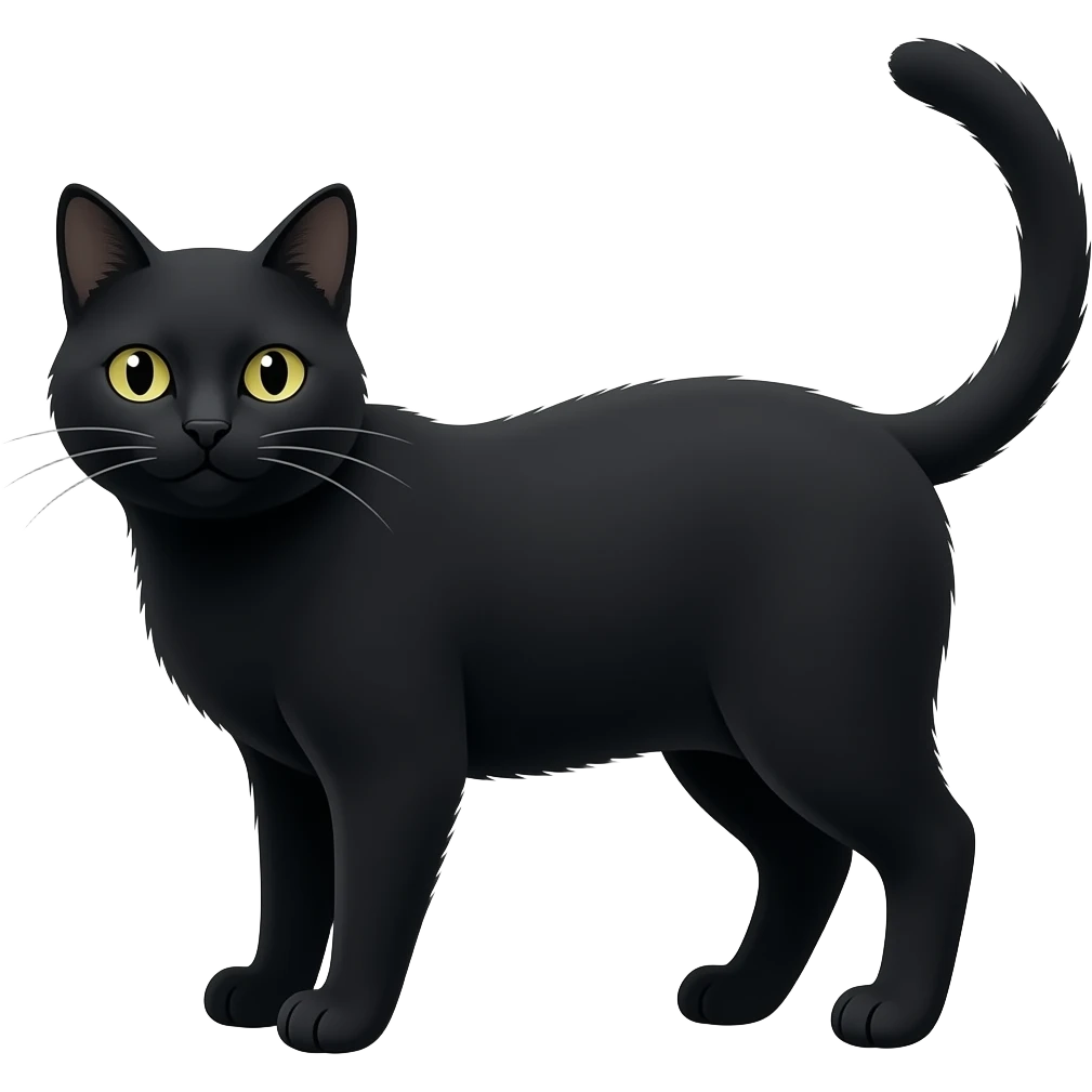 a much more flat black cat emoji