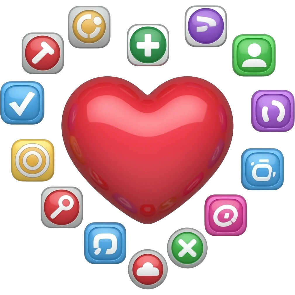 heart + like buttons floating around emoji