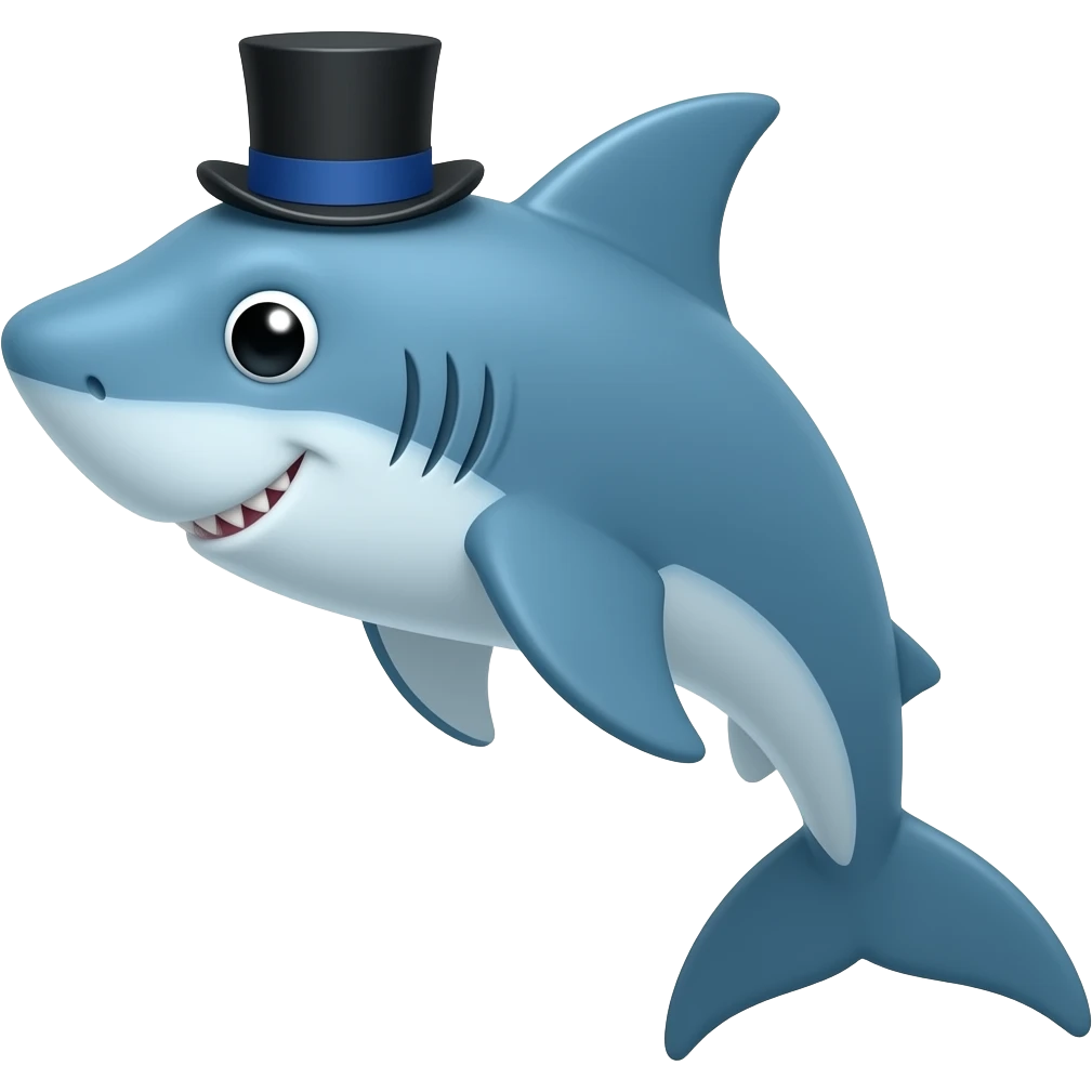 Shark with a top hat emoji