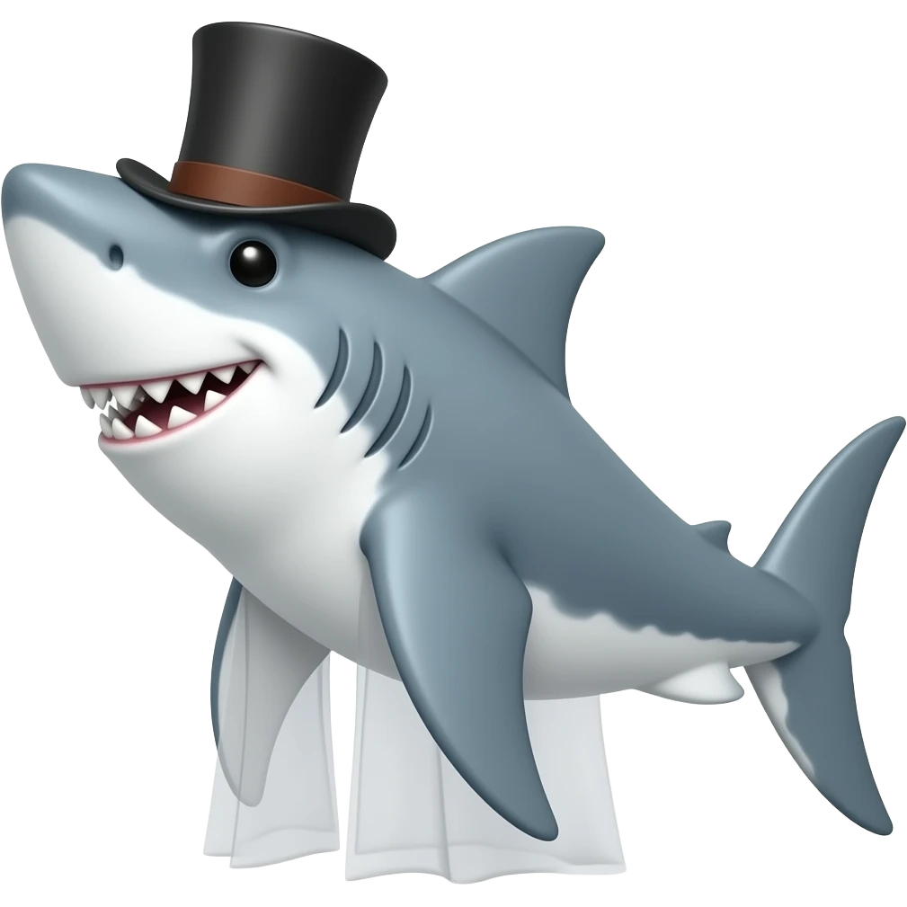 Shark with a top hat emoji