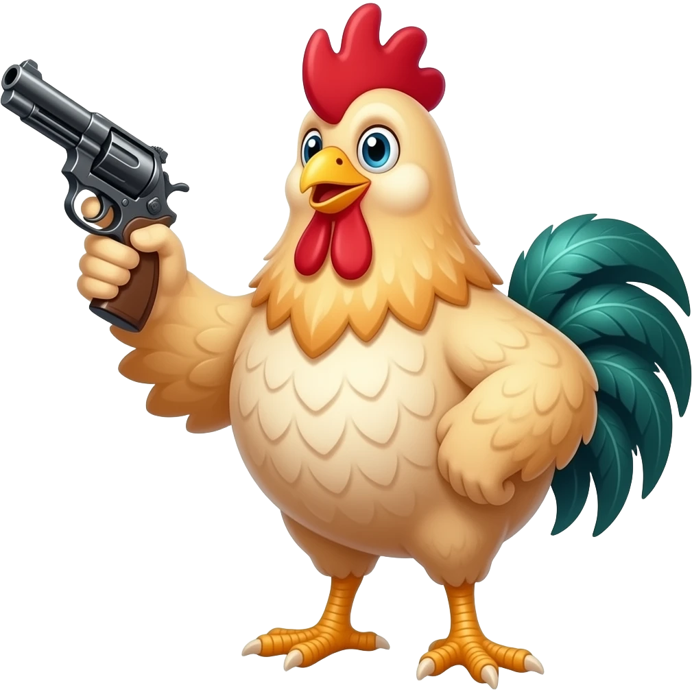 A chicken with a gun emoji