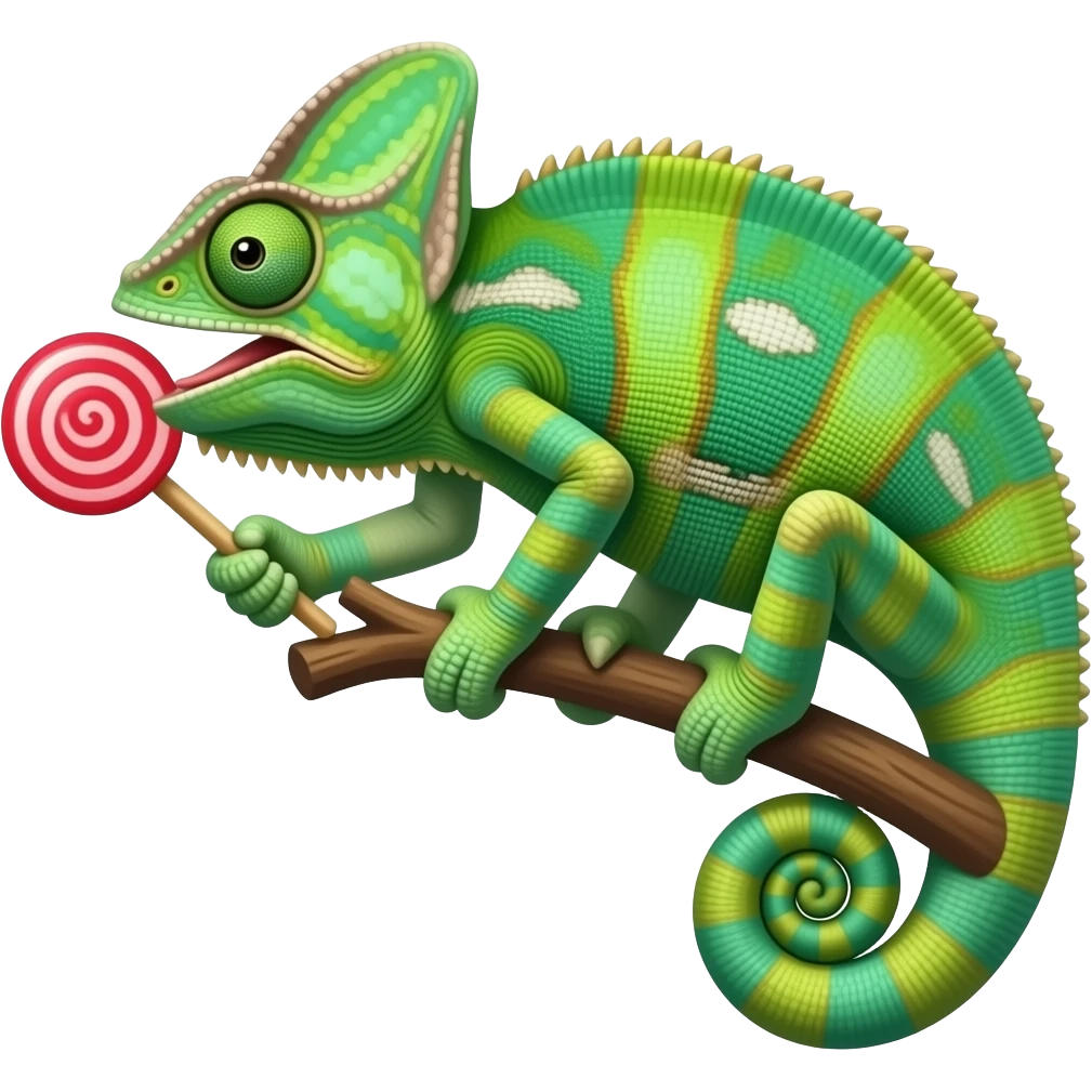 camaleon comiendose una paleta emoji