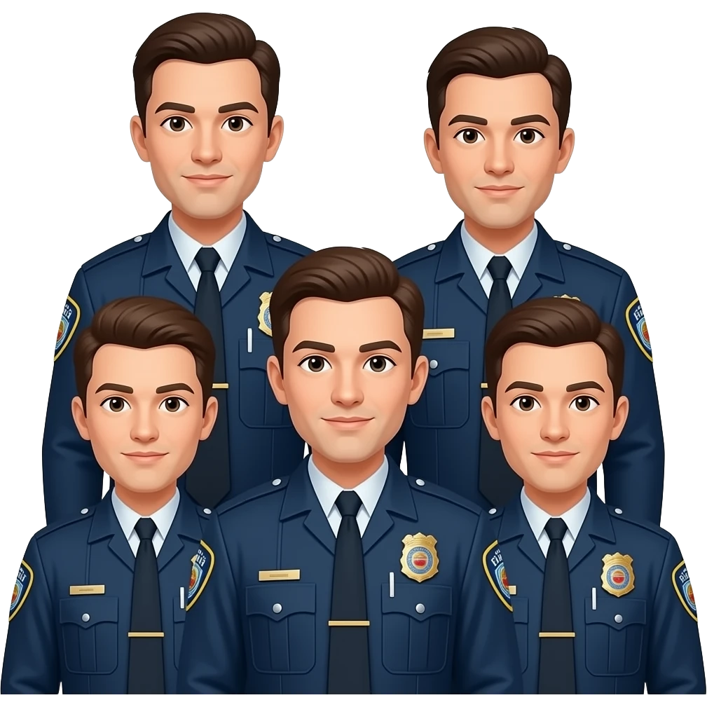 5 personas vestidas con la ropa del FBI emoji