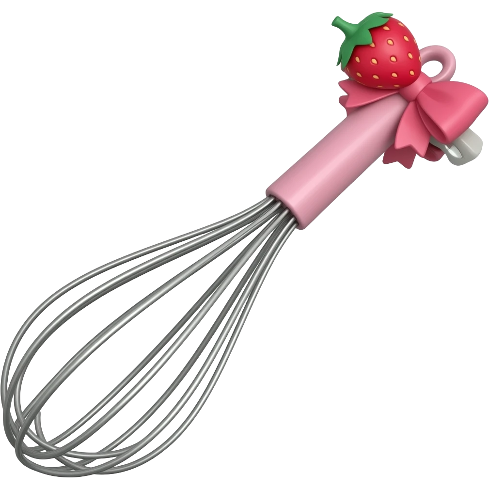 whisk with pink bow and strawberry clip emoji