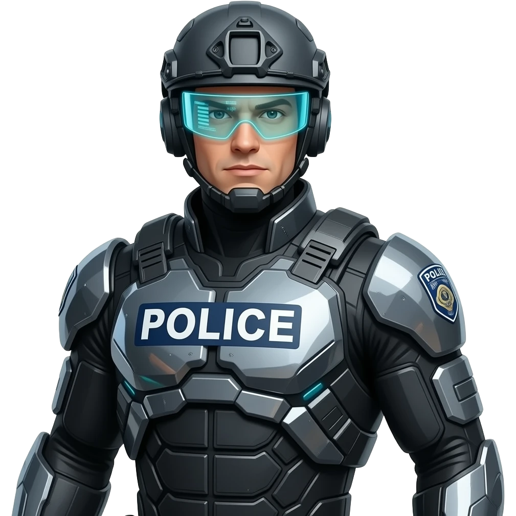 Futuristic Male police tech suit emoji