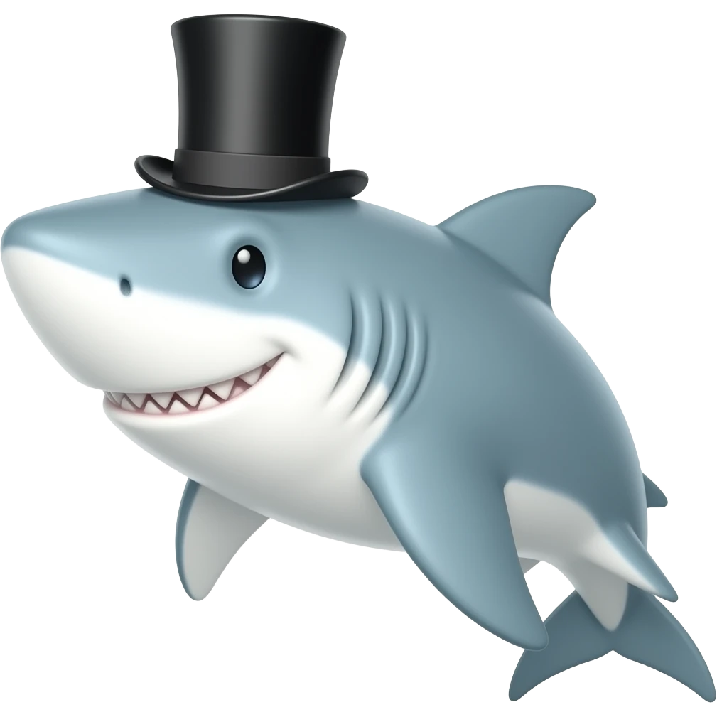 Shark with a top hat emoji