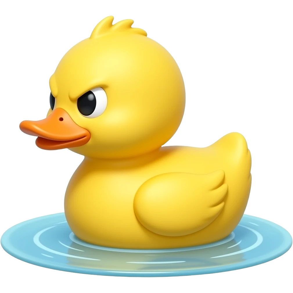화난 표정의 물에 뜬 오리 장난감 모양 옆 모습 전신 노랑색 얼굴은 정면 emoji