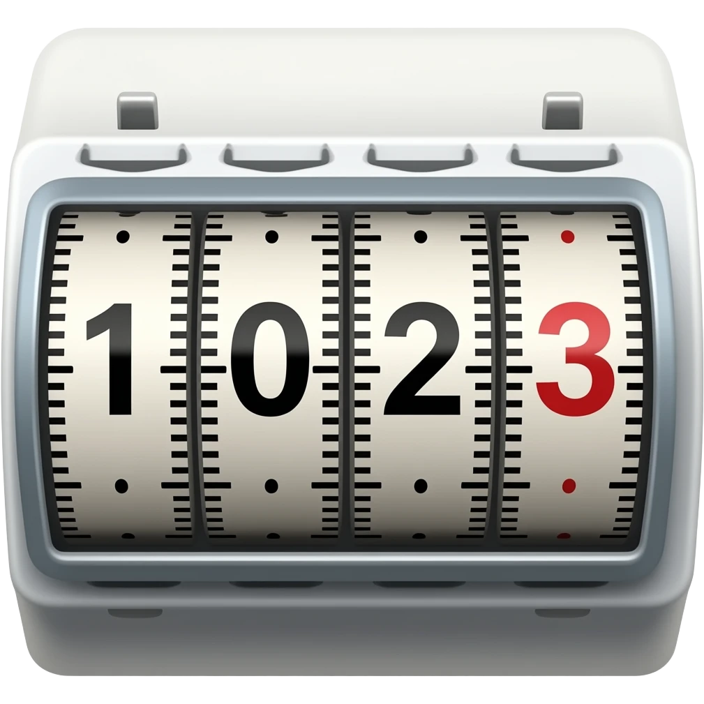 mechanical counter with four digits, front view, real numbers emoji ...
