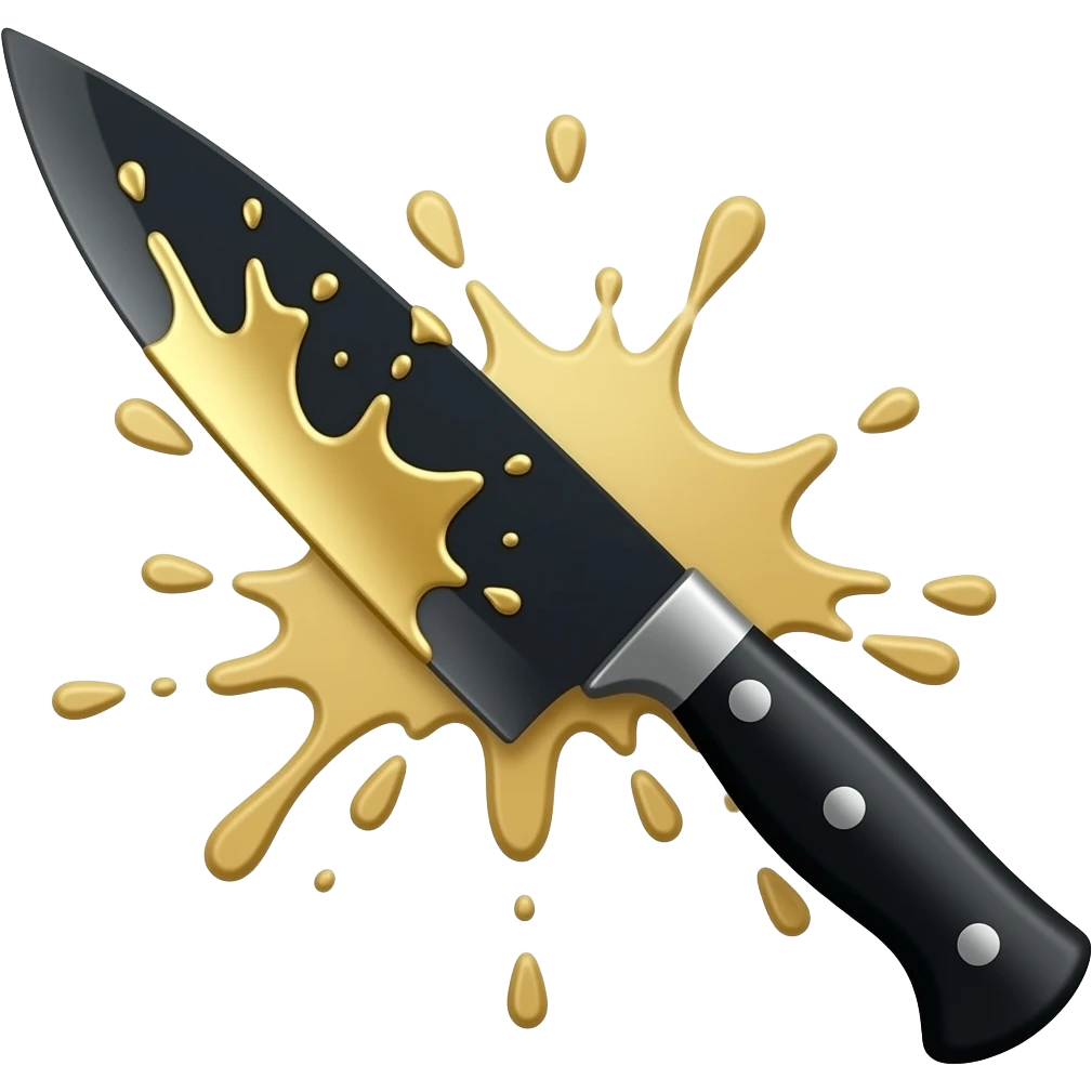 Black knife with gold blood emoji