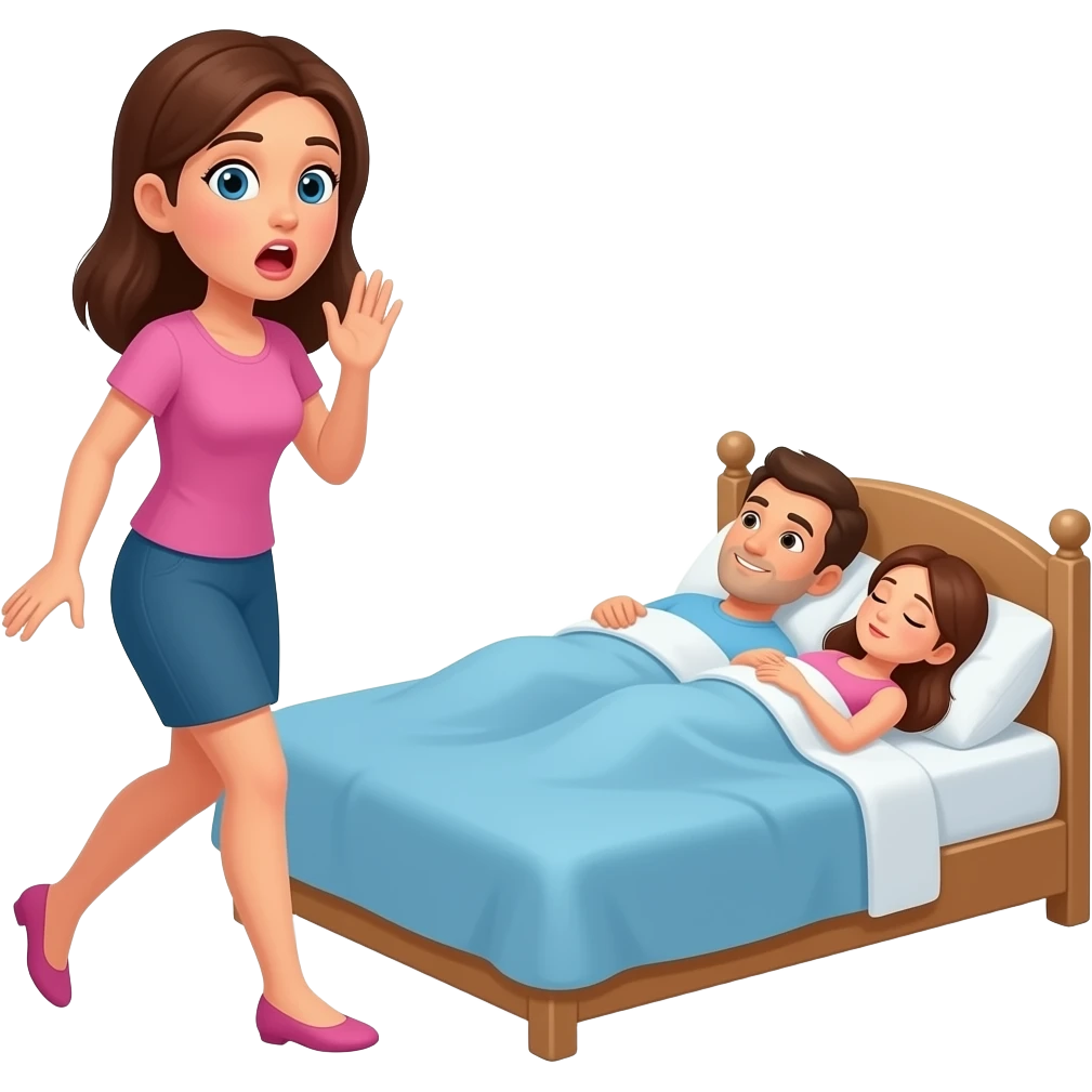 woman shocked walking up to husband sleeping in bed with a woman emoji