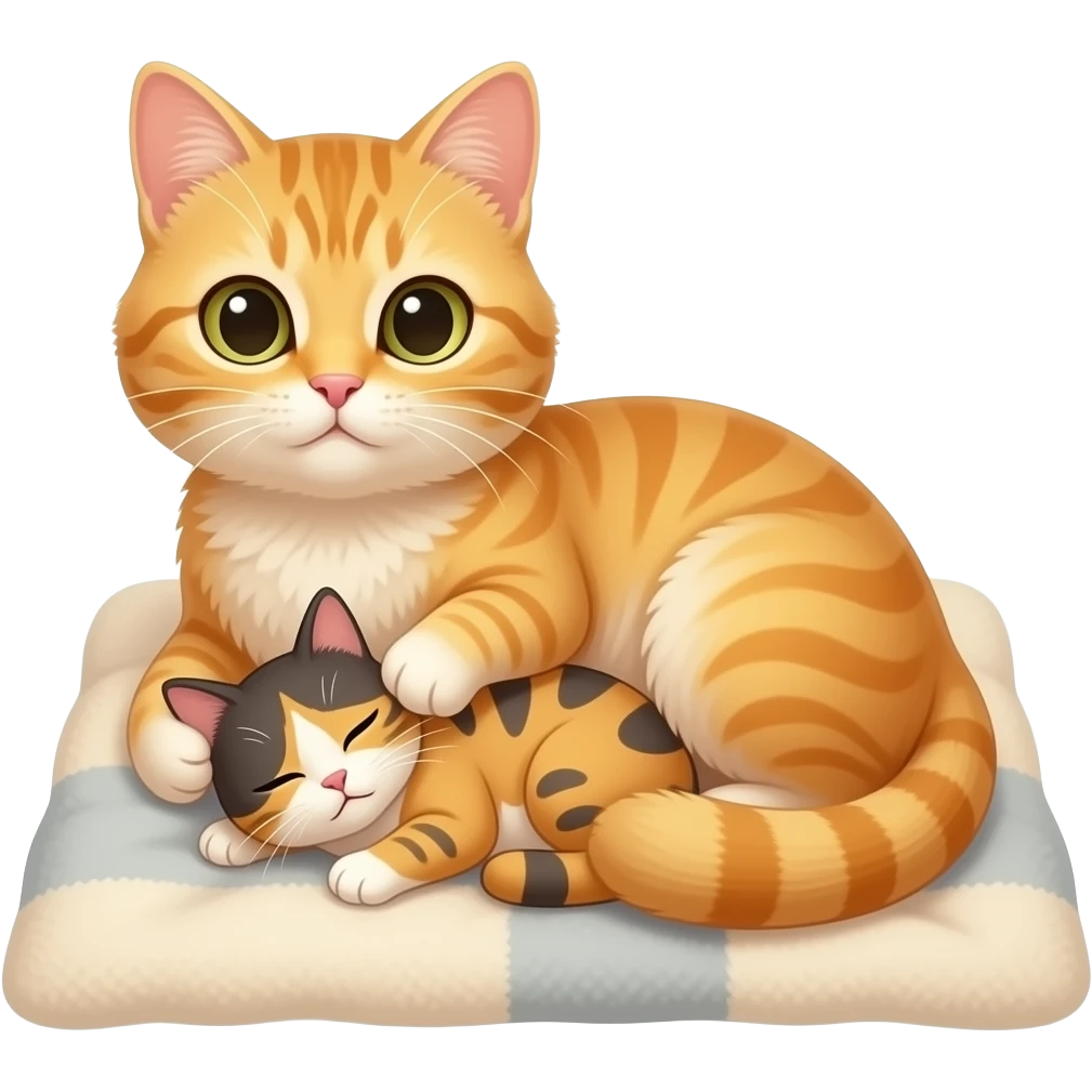 a happy cat nursing a friend cat back to health emoji