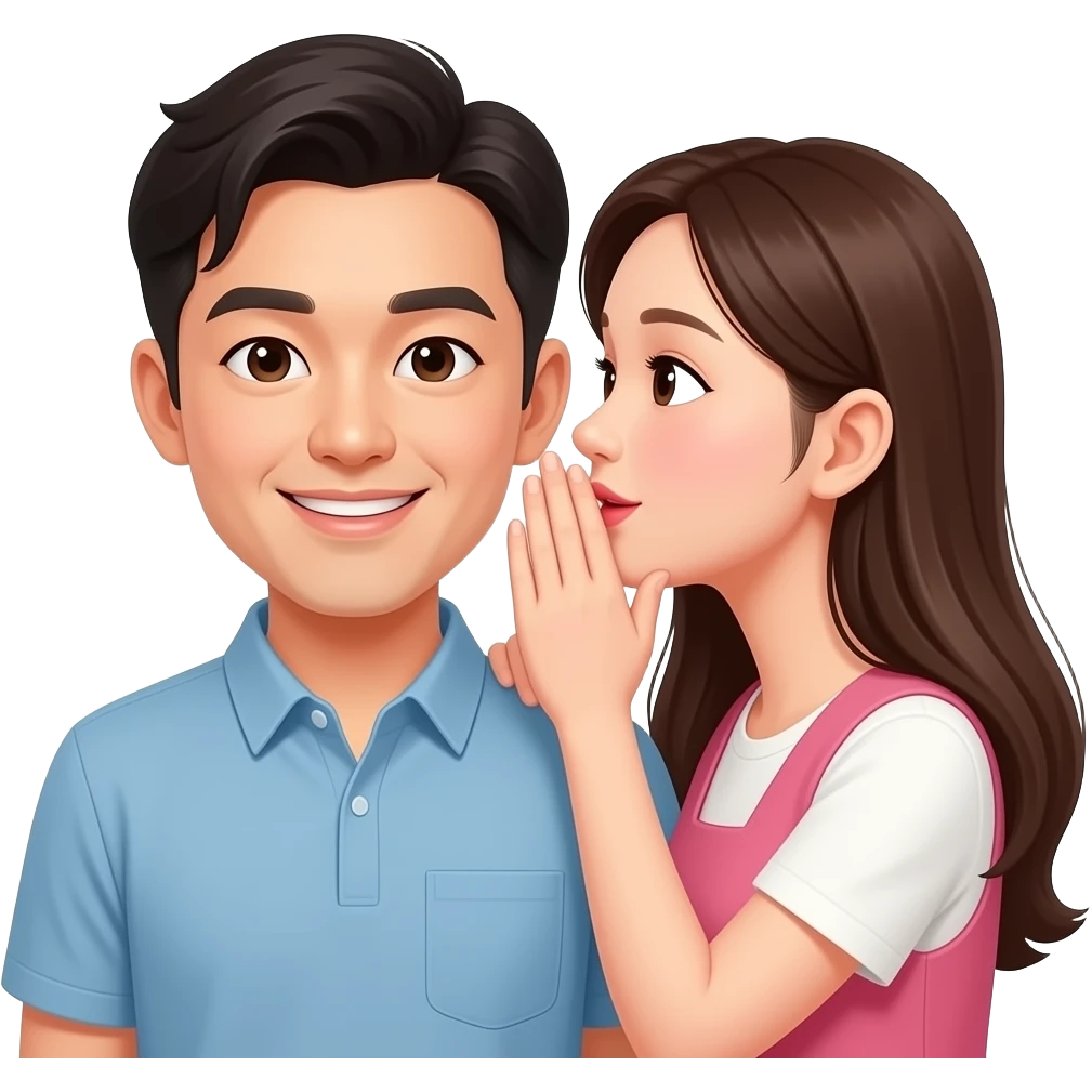 A Korean woman whispering to a man emoji