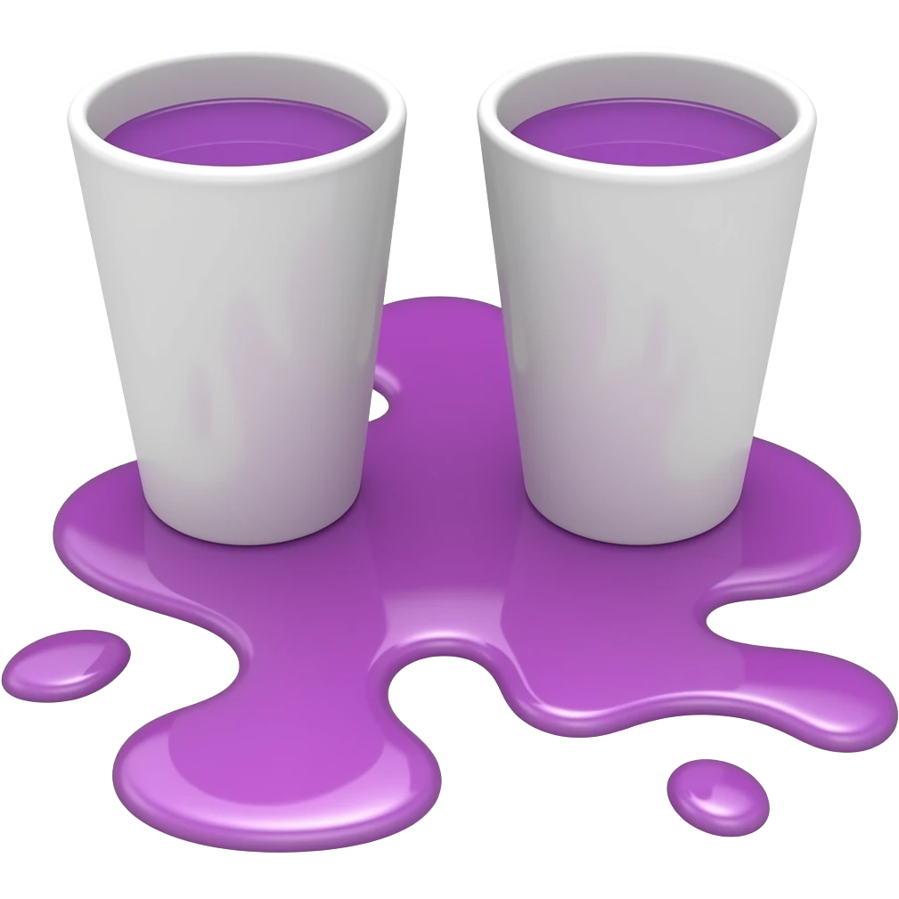 Double cup spilt over with purple liquid emoji