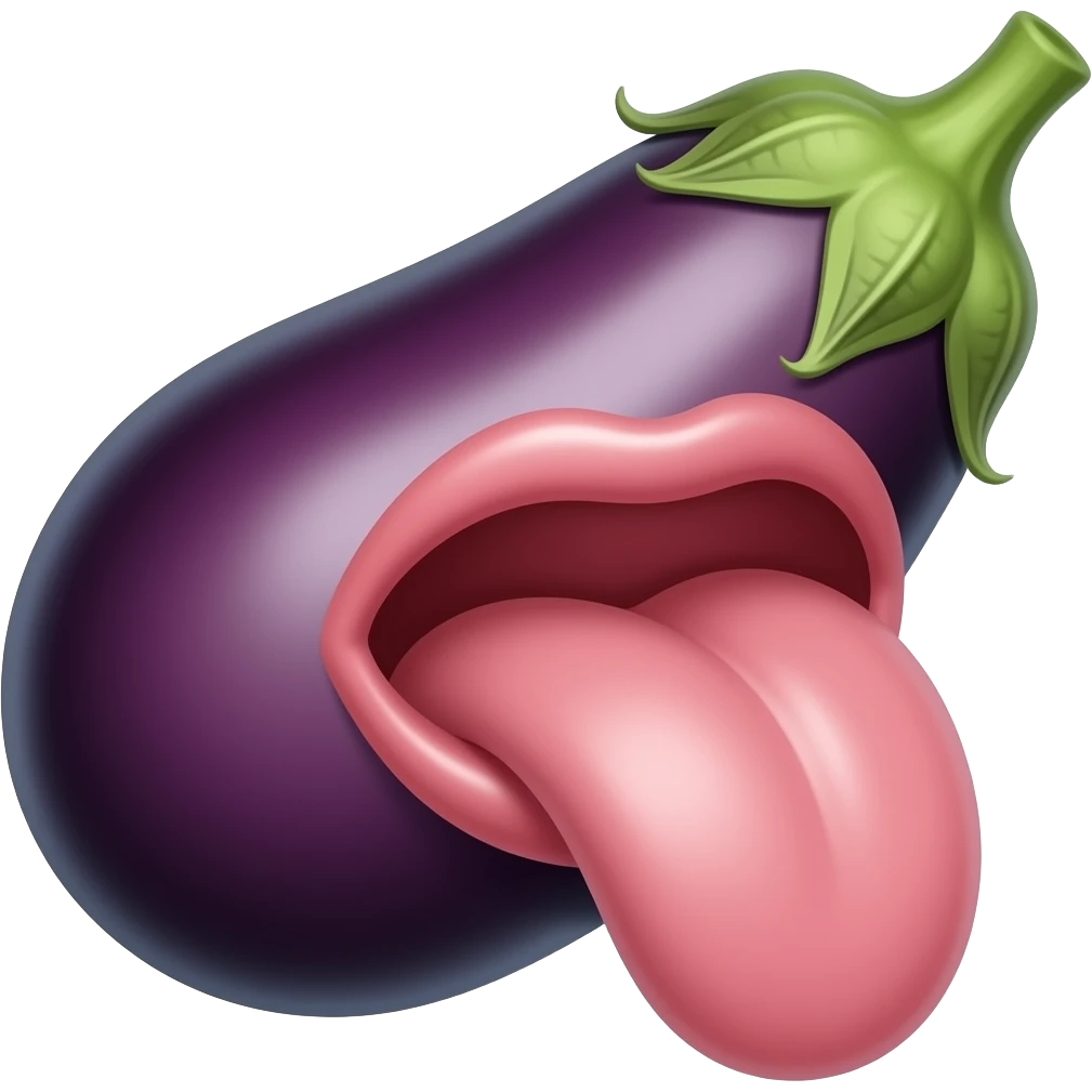 Tongue liks Aubergine emoji