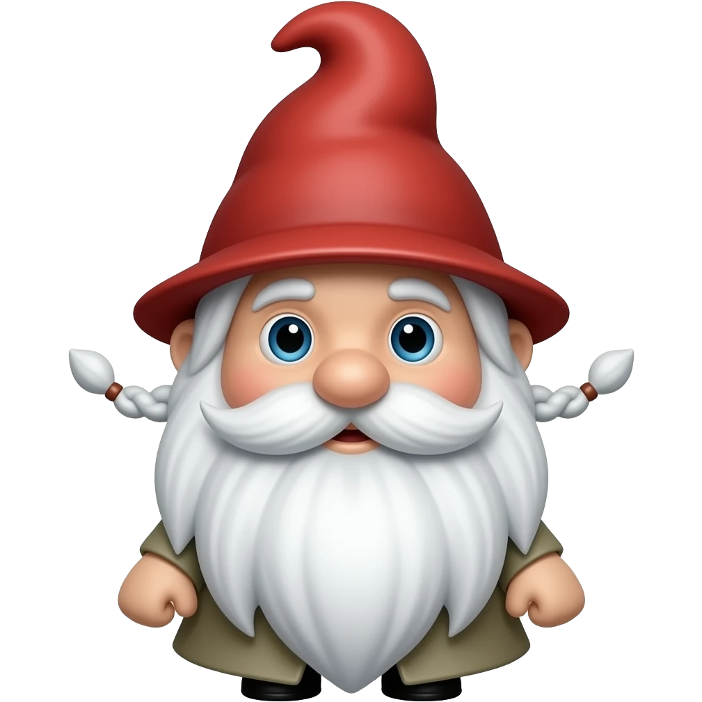 Old woman Garden gnome with grey braids; no beard or mustache emoji
