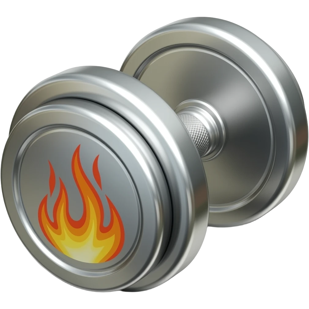 dumbell with flame on the weights emoji