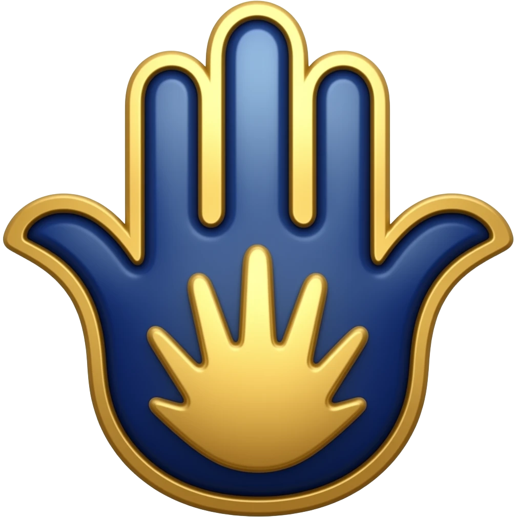 Hamsa dark blue color golden emoji
