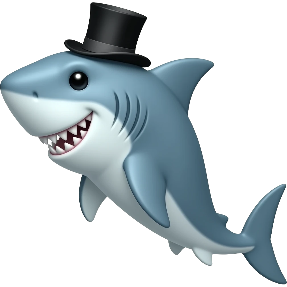 Shark with a top hat emoji