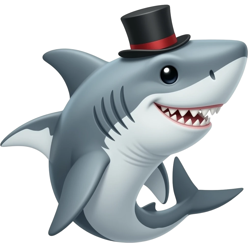 Shark with a top hat emoji