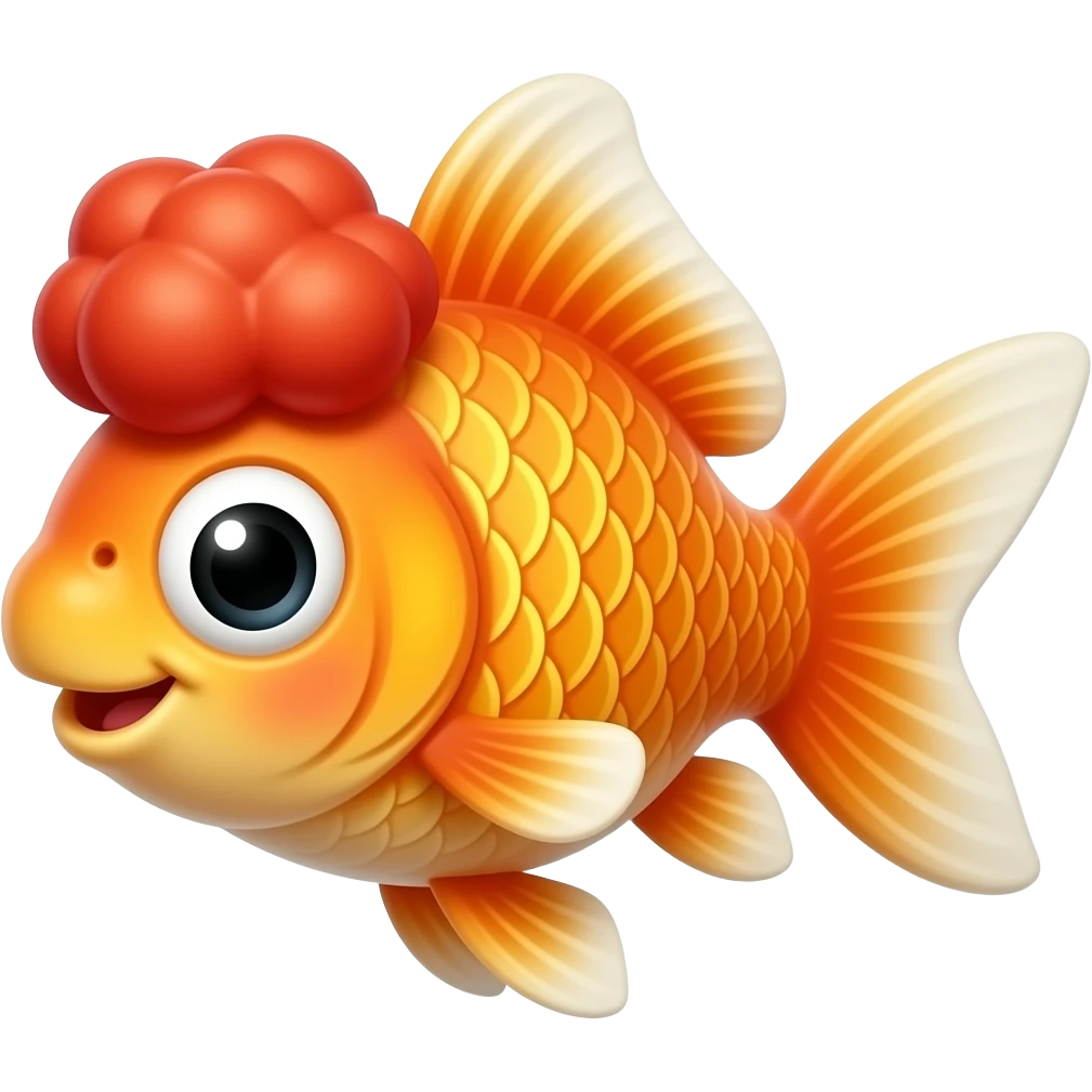 Smiling red hair goldfish emoji