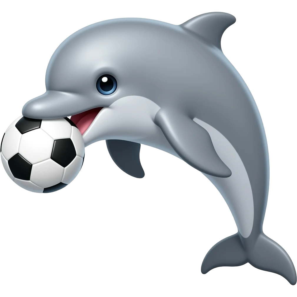 dolphin bites soccerball emoji