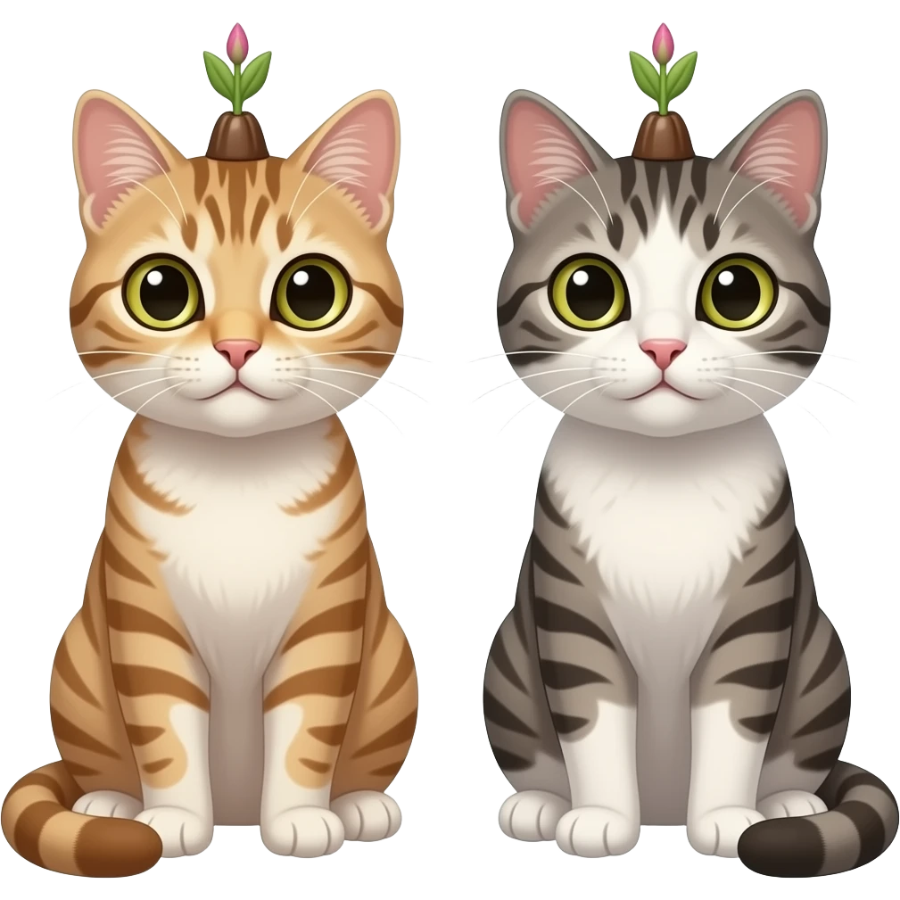 Two cat budding head emoji