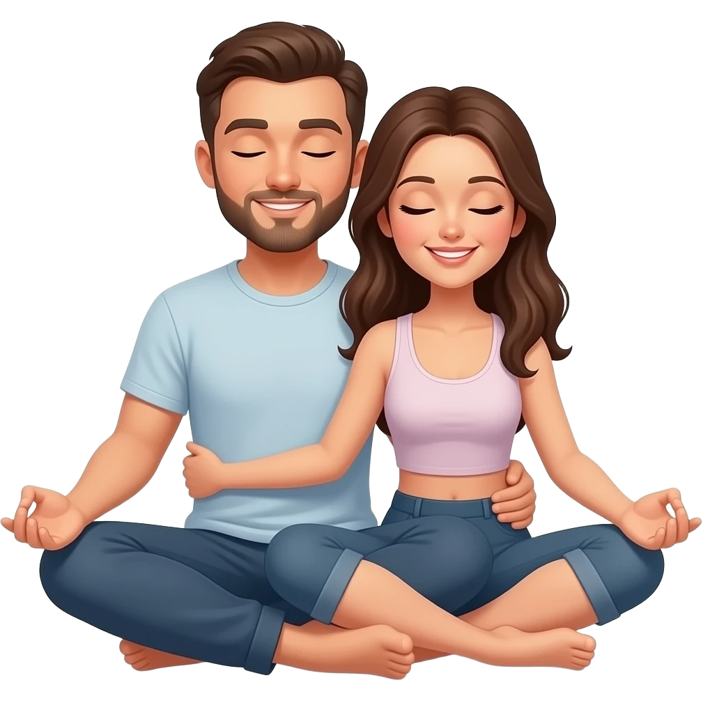 любовь  обнимаются йога сидят мужчина и женщина emoji