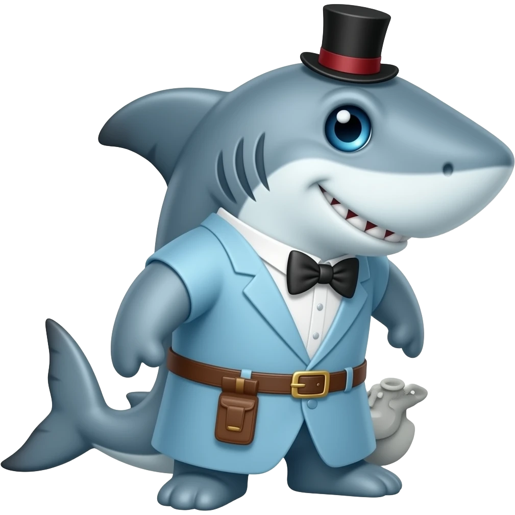 Shark with a top hat emoji