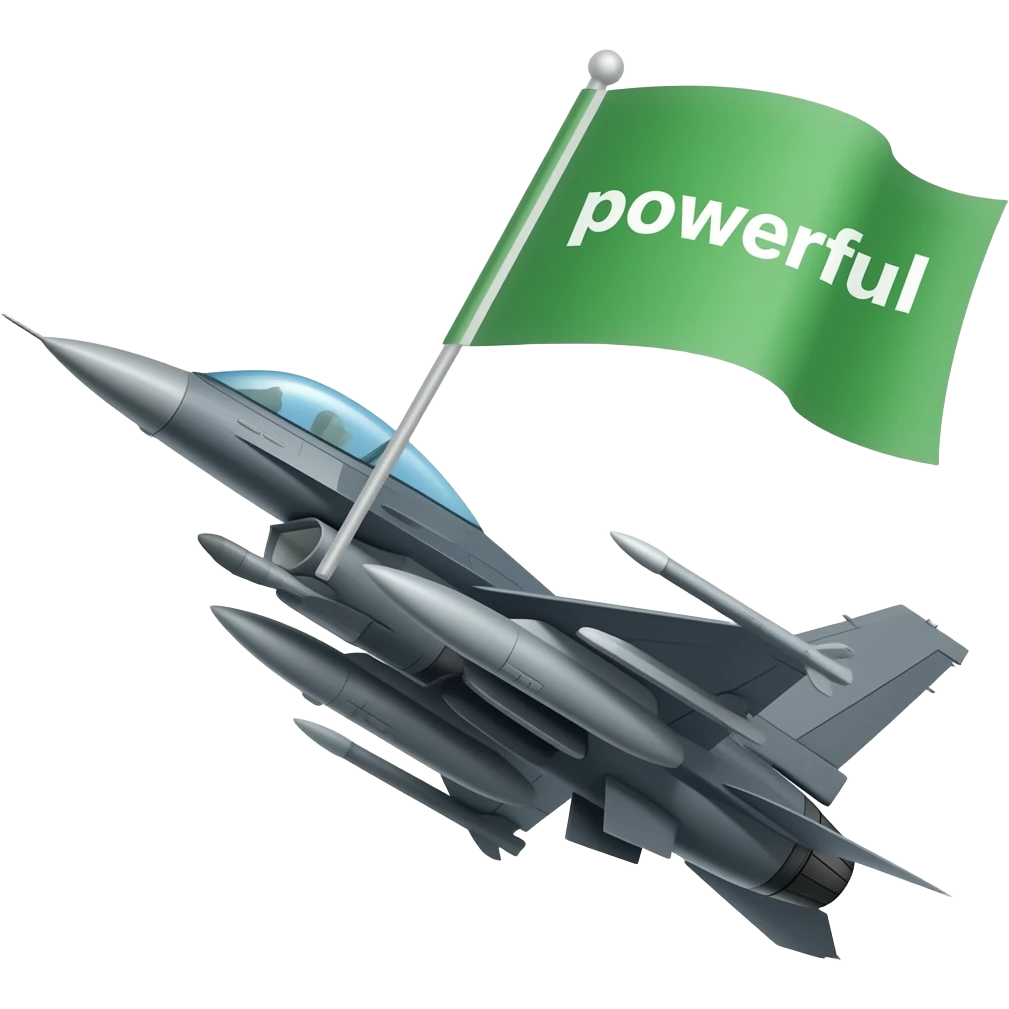 جنگنده F35بساز درحال پرواز باشد وبعد پرچم سبز نوشته پرقدرت متصل باشذ emoji