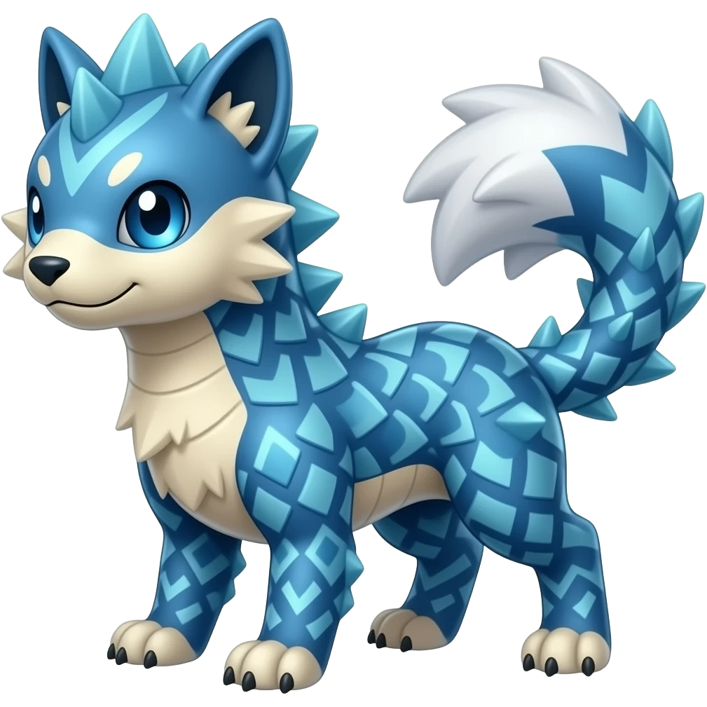 scaly shiny spiky patterned blue tribal-patterned digitigrade quadrupedal Vaporeon-Salandit-Glaceon-hybrid emoji