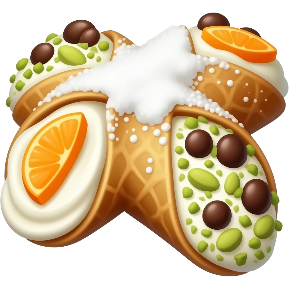 Cannolo siciliano con  zucchero a velo ricotta scorza d’arancia granella di pistacchio e gocce di cioccolato emoji