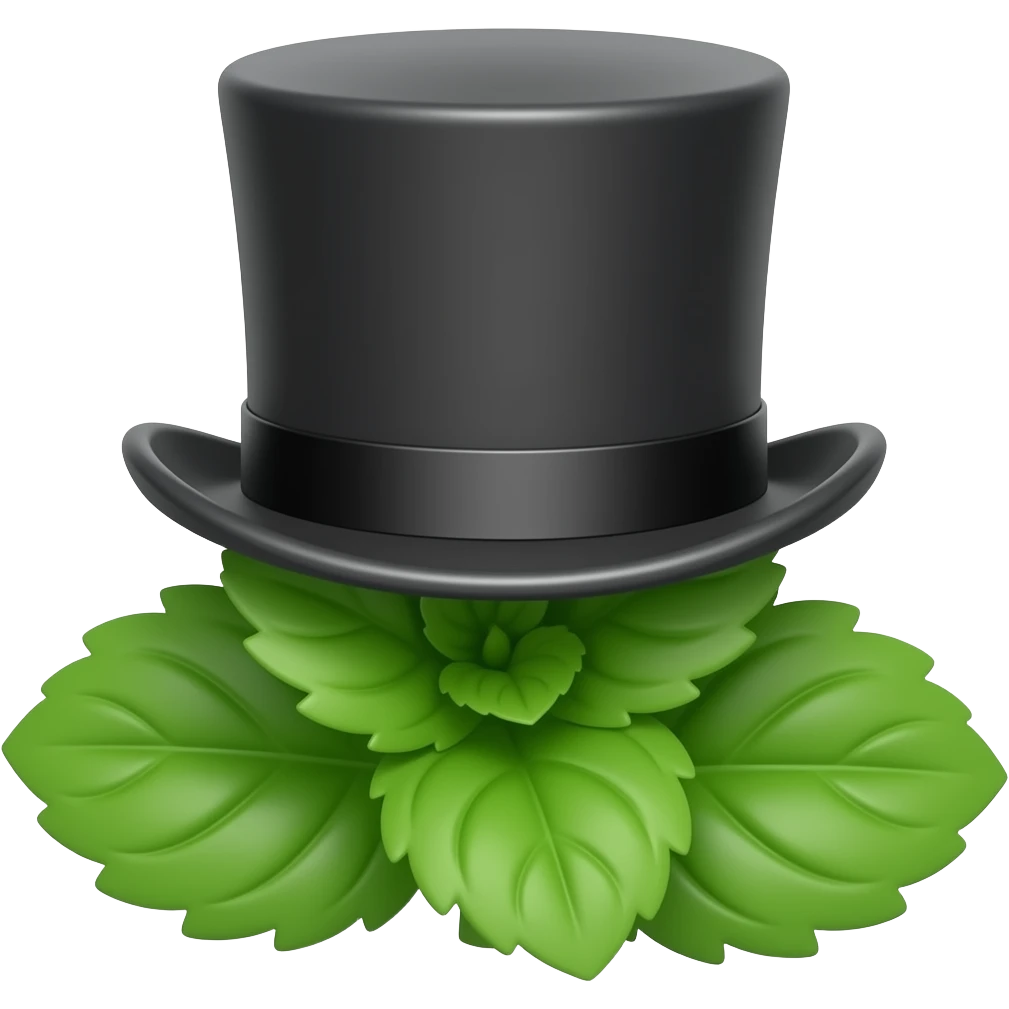 Mint with a top hat emoji