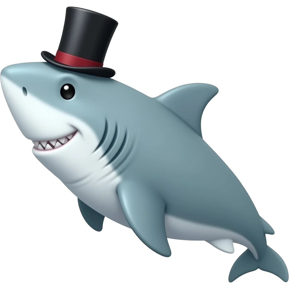Shark with a top hat emoji