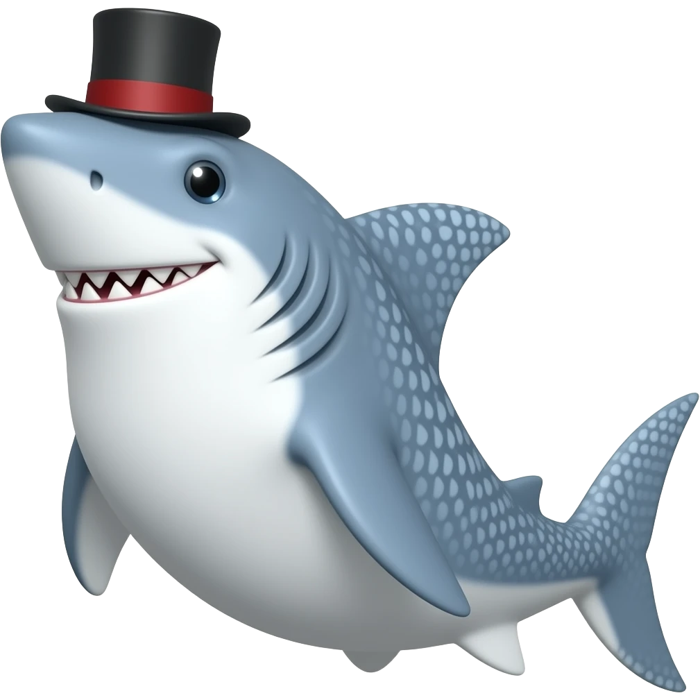 Shark with a top hat emoji