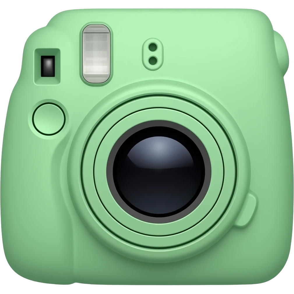 green colored polaroid camera emoji