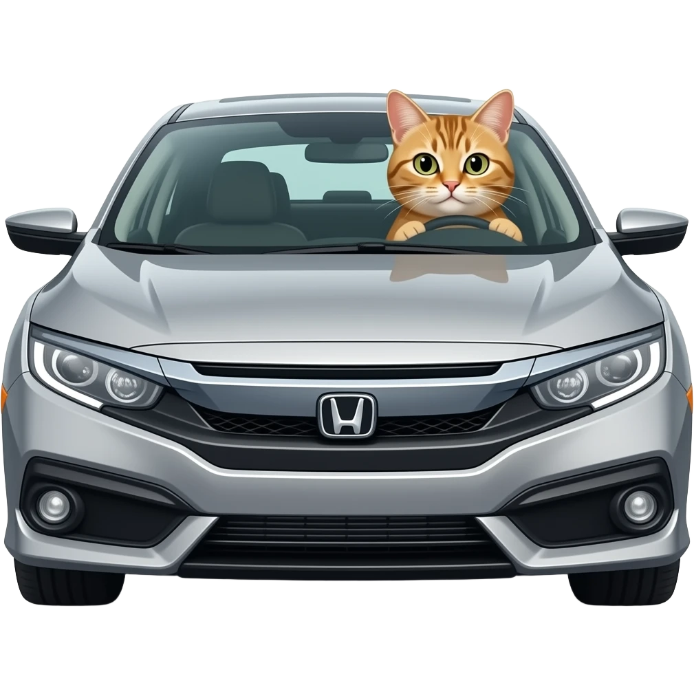 a cat driving a honda civic emoji