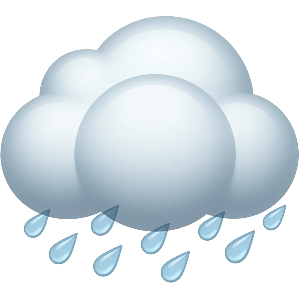 Create high-quality glossy emojis with a vibrant modern style.Make the emojis look premium, shiny, and eye-catching with bright highlights, smooth gradients, soft reflections, and glowing details. Rain emoji emoji
