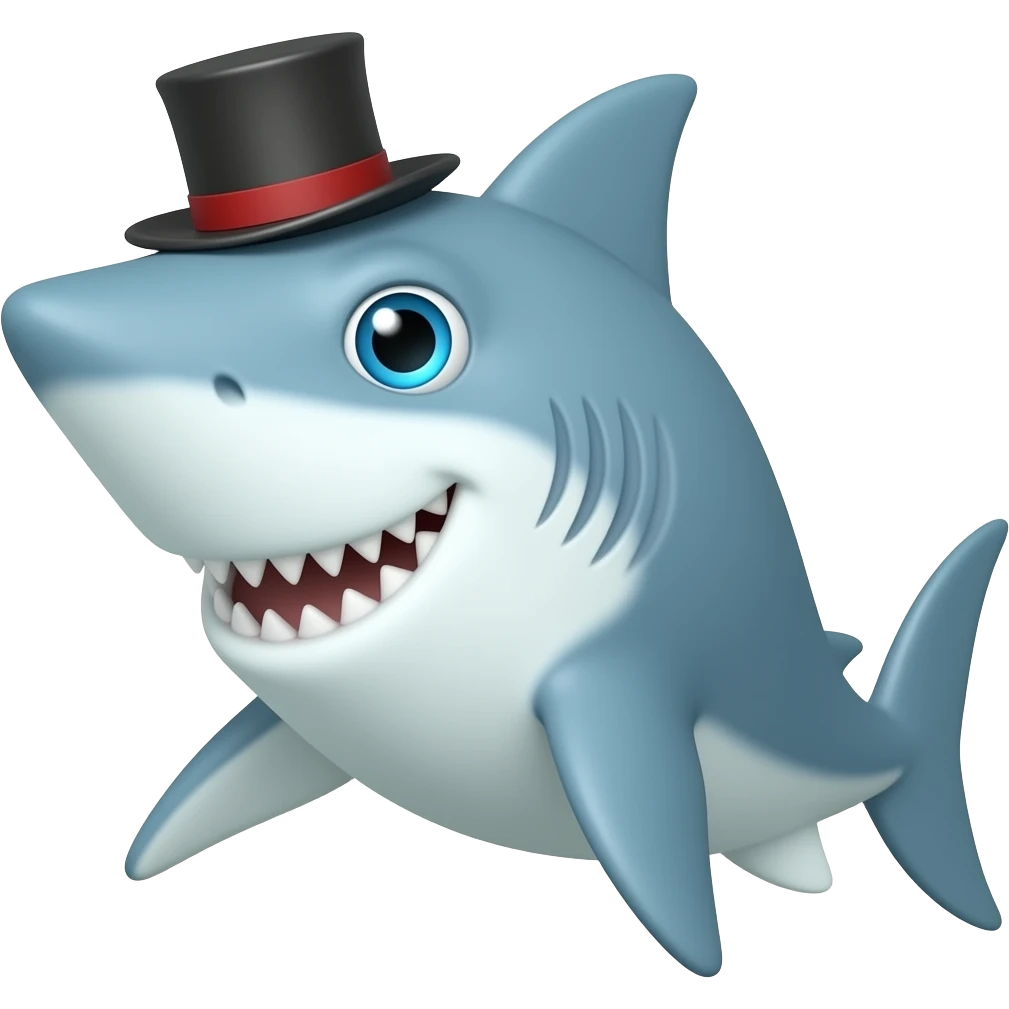 Shark with a top hat emoji