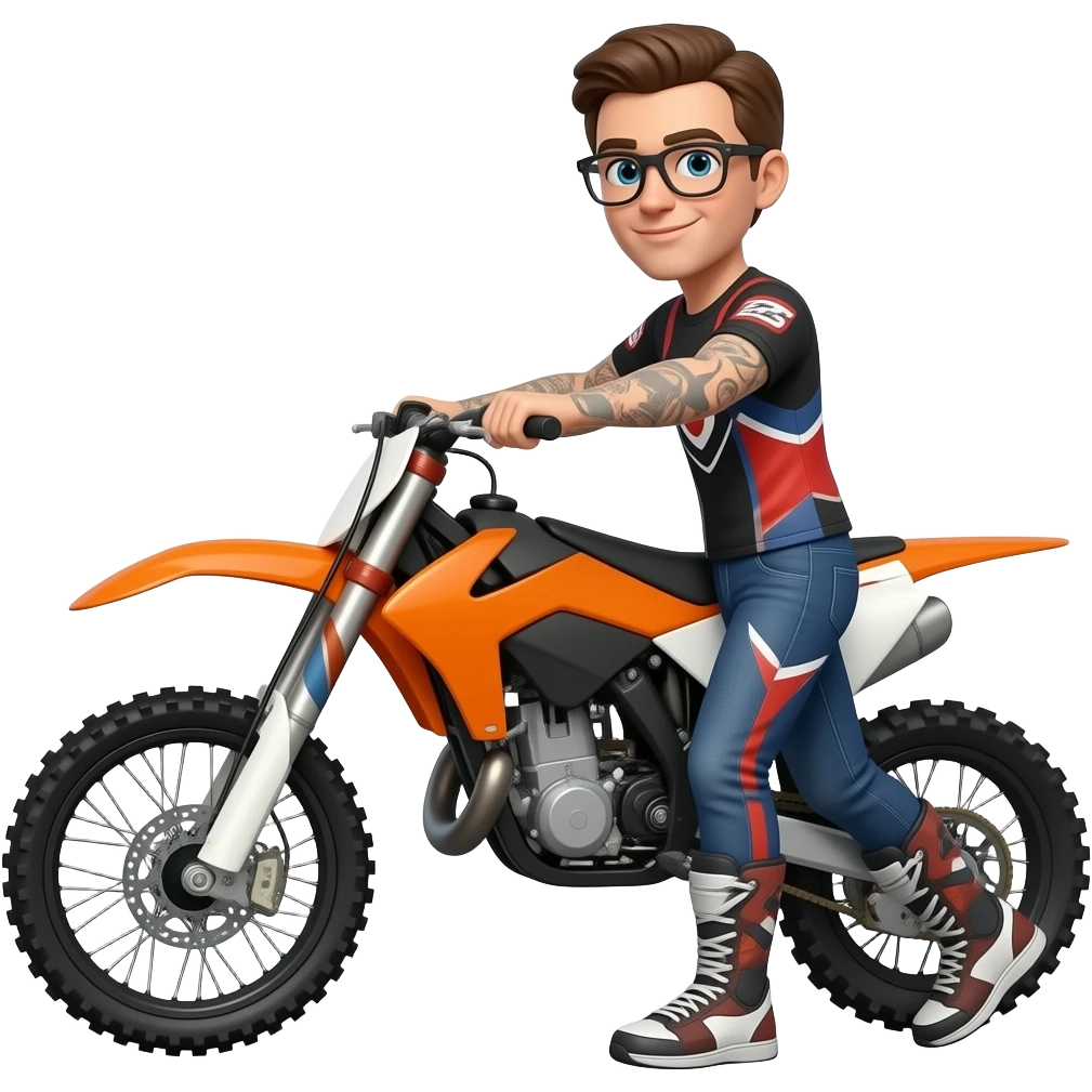 Person wheeliing orange dirt bike emoji