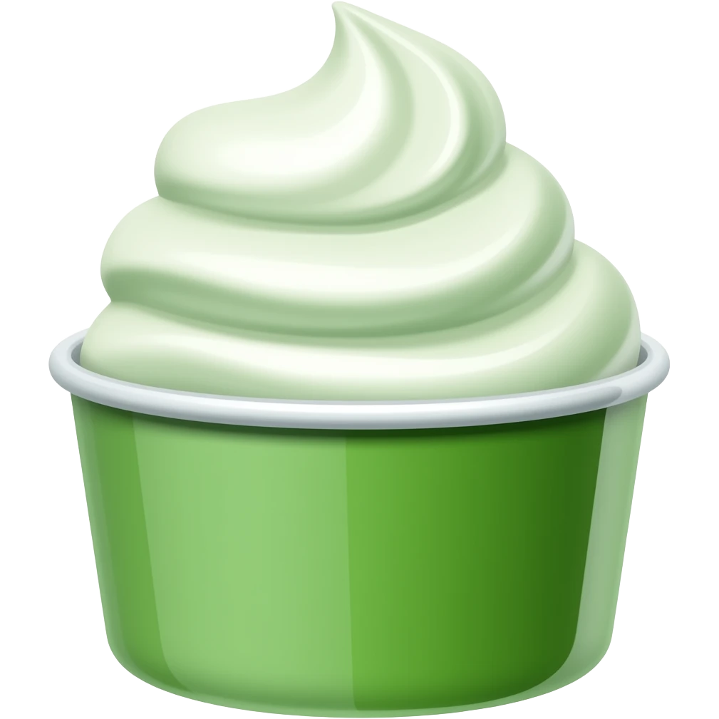 realistic sage light green balls of ice cream in a green cup emoji
