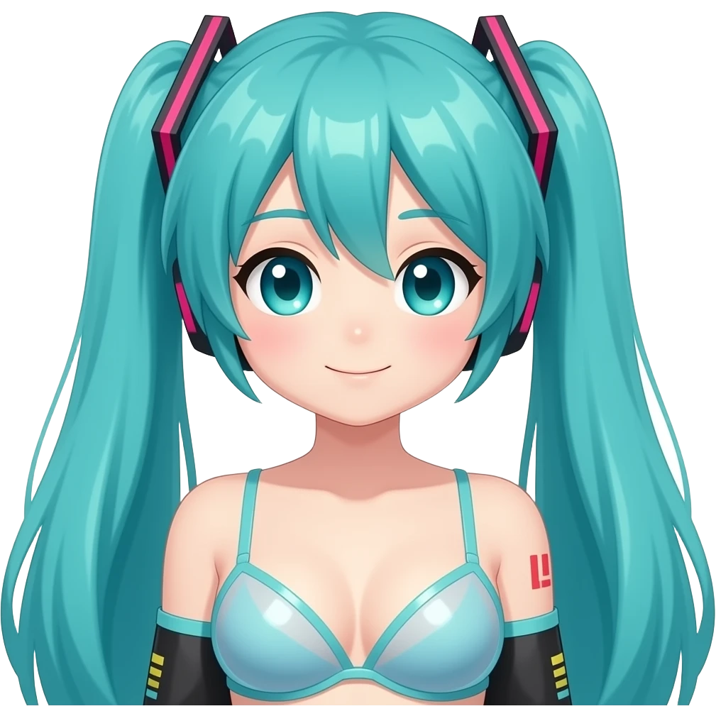 Hatsune Miku with transparent bra emoji