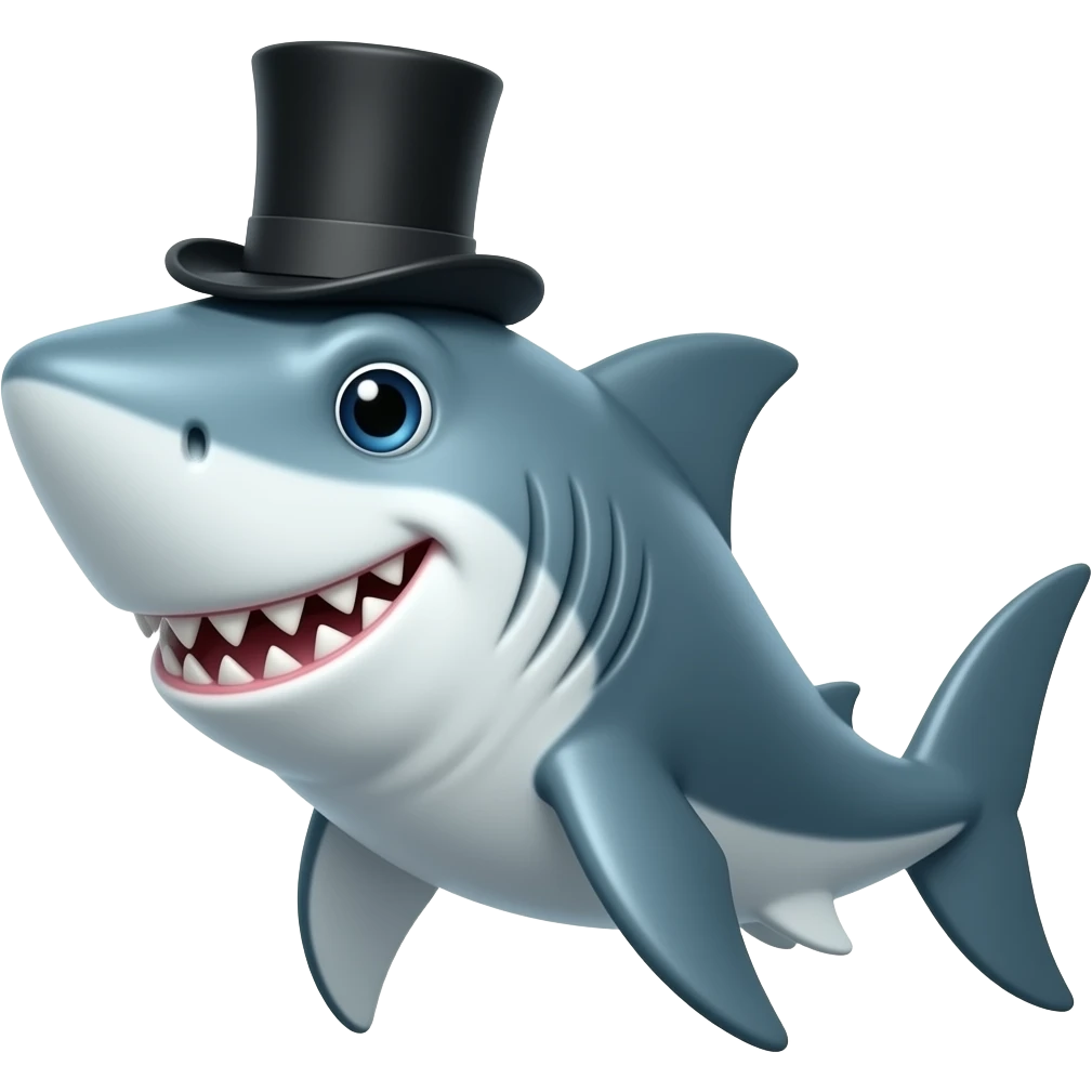 Shark with a top hat emoji