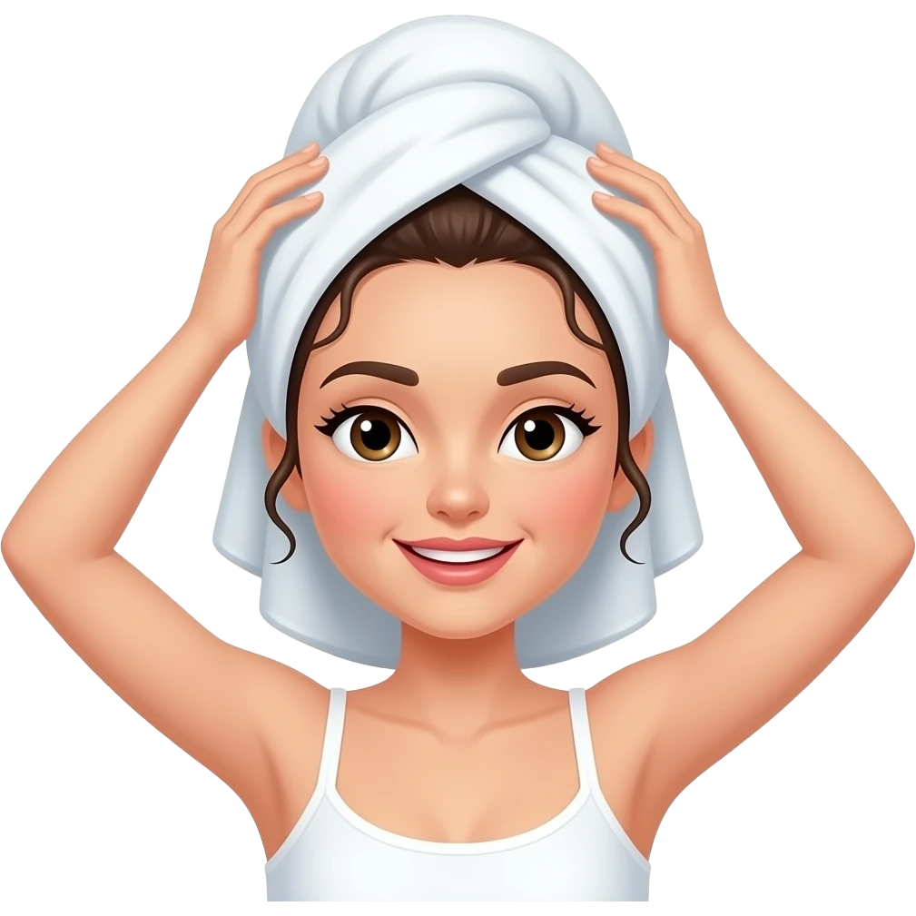 Menina com tolha na cebeça pra secar o cabelo emoji