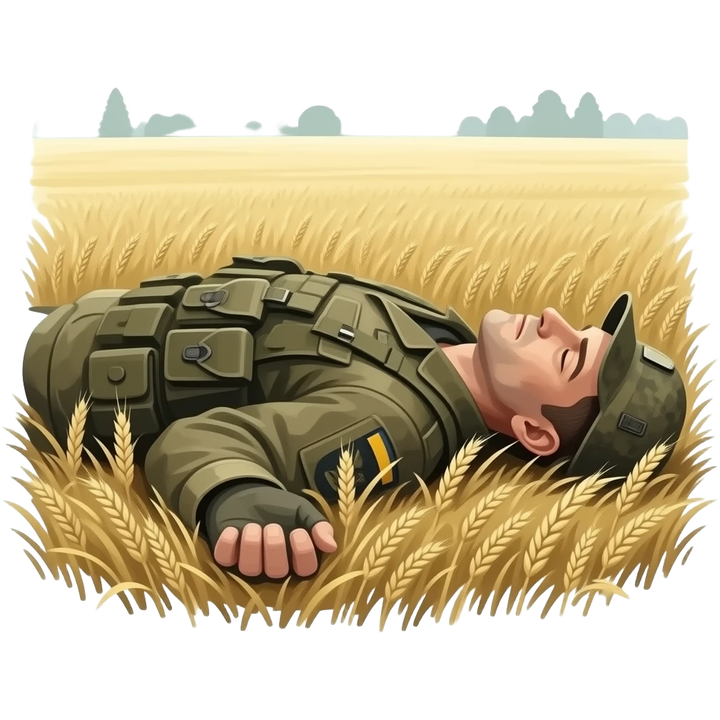 погибший воин лежит в поле emoji