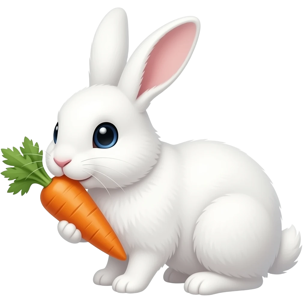 a rabbit ,white colour, eating carrot emoji