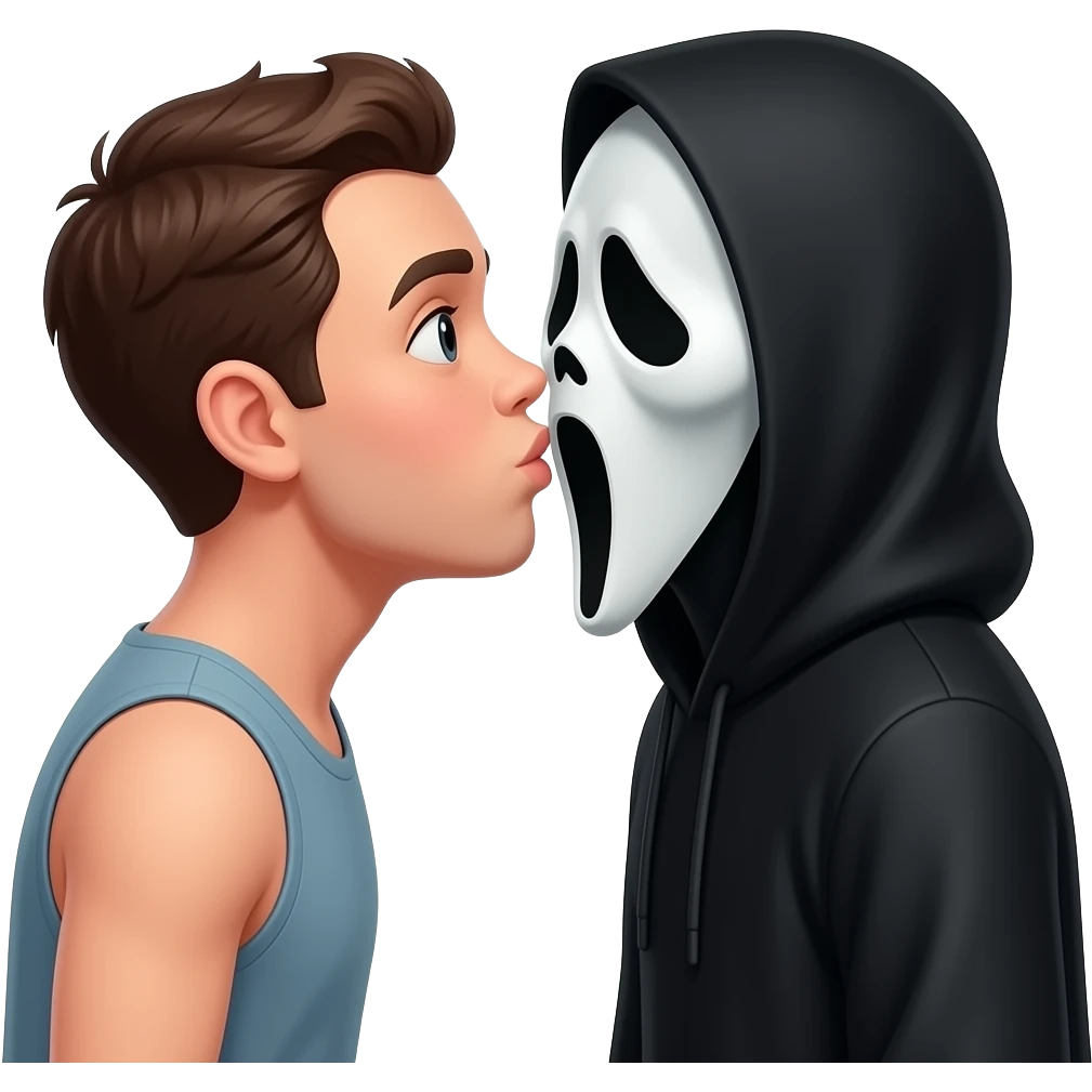 Getting kissed by ghostface emoji