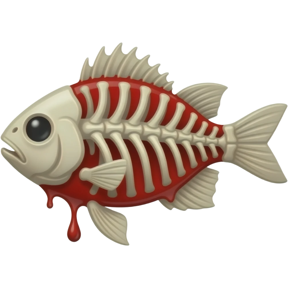 fish skeleton and blood emoji