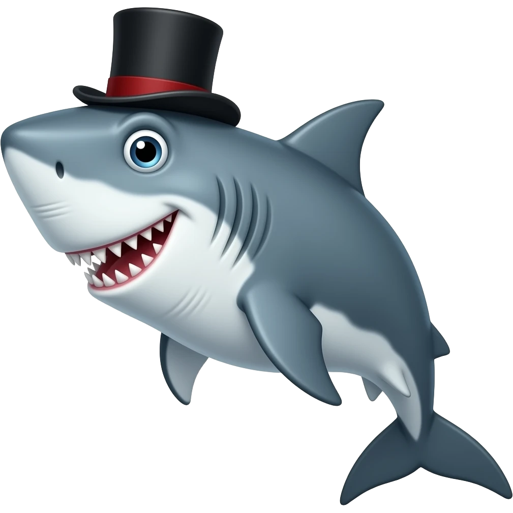 Shark with a top hat emoji