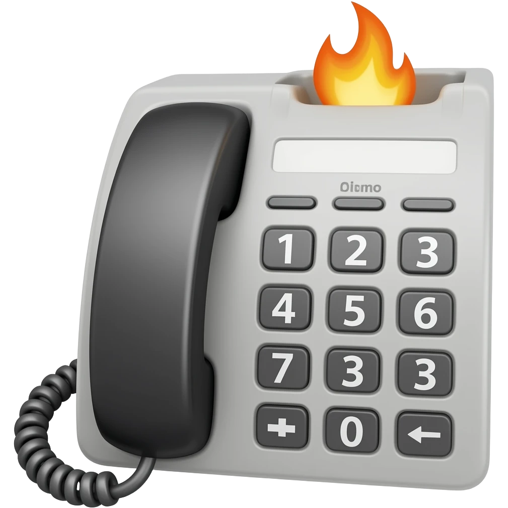 telephone answering  with fire siren emoji