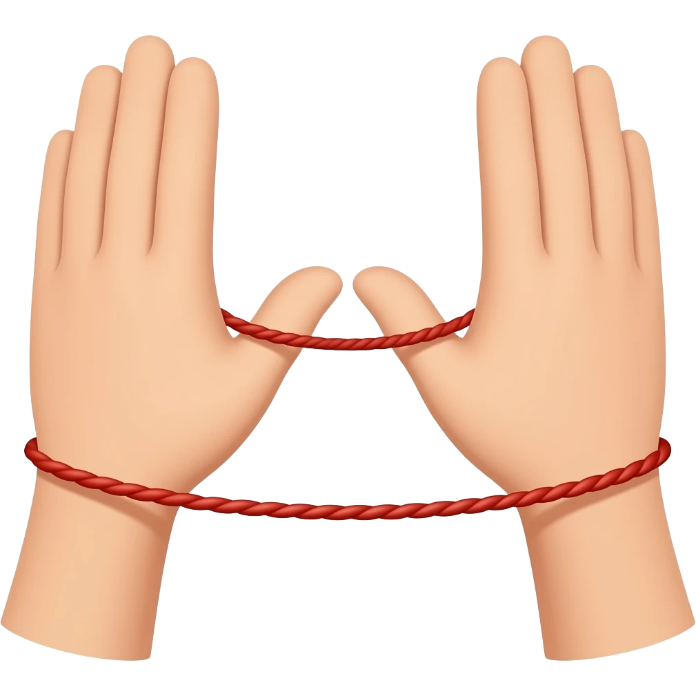 Red string connecting two hands emoji